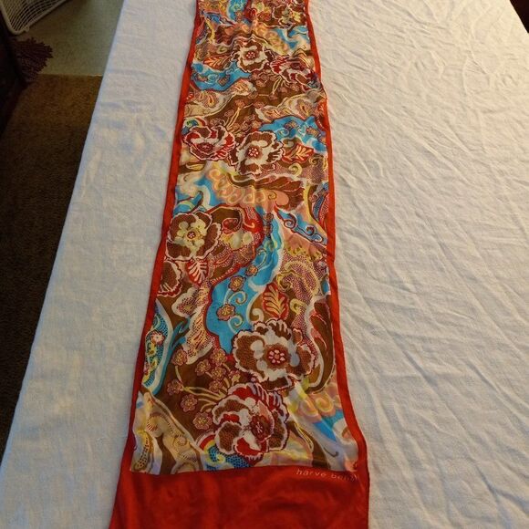 Vintage Harve' Benard Floral design with red border Scarf - Picture 2 of 5